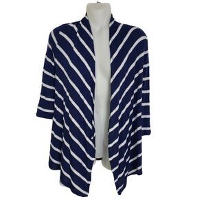41 Hawthorn Stitch Fix Women's Cardigan XS Open Front Blue White Striped Waterfa